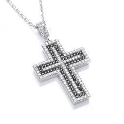 Silver Cross Set With Cubic zirconia-18