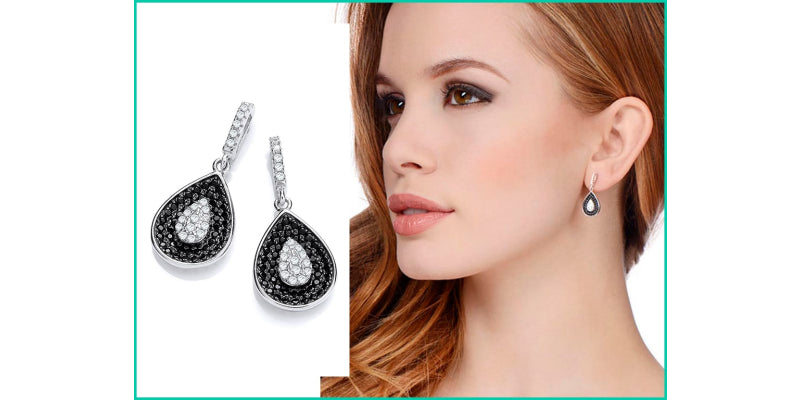 Earrings with black diamonds