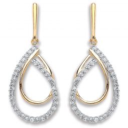 9ct Yellow Gold 0.20cts Diamond Drop Earrings