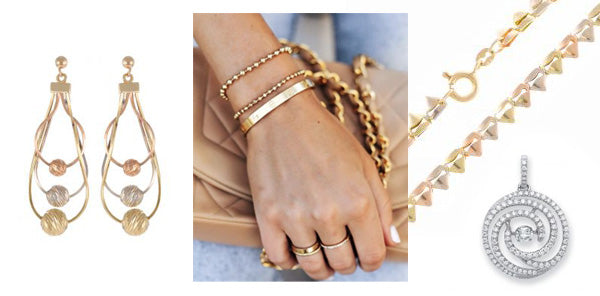 Yellow gold, rose gold & white gold