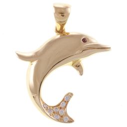 Pre-Owned 14ct Yellow Gold Gem-Set Dolphin Pendant