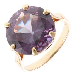 Pre-Owned 18ct Yellow Gold Large Purple Garnet Gemstone Ring