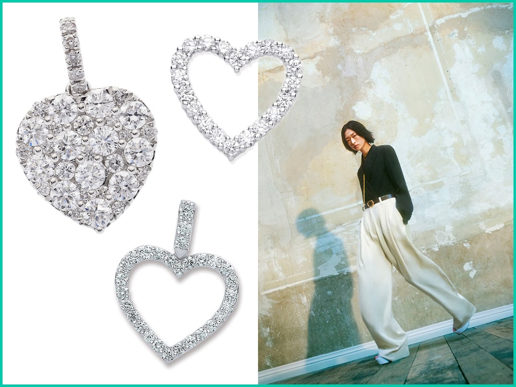 Heart shaped diamond pendants