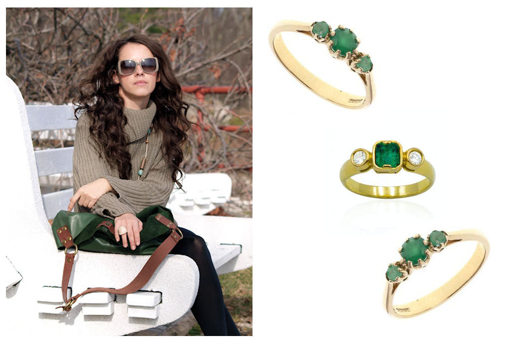 Emerald Three stone Rings