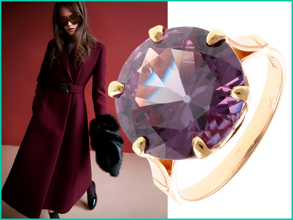 Purple garnet rings