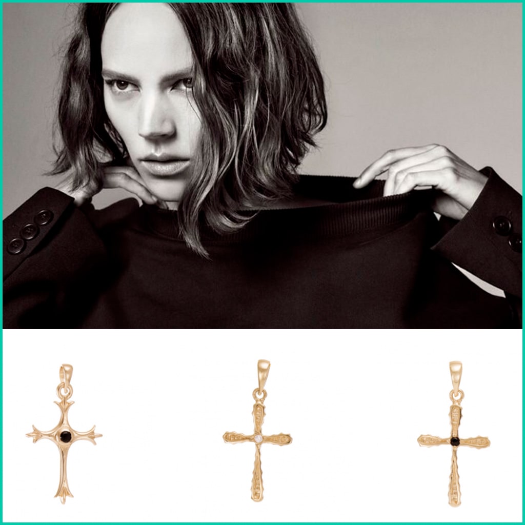 Gold Cubic Zirconia Crosses