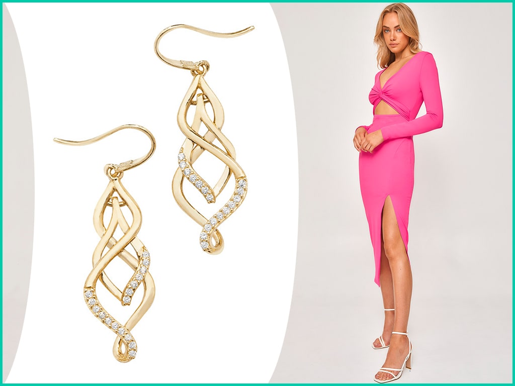 Gold Cubic Zirconia Drop Earrings