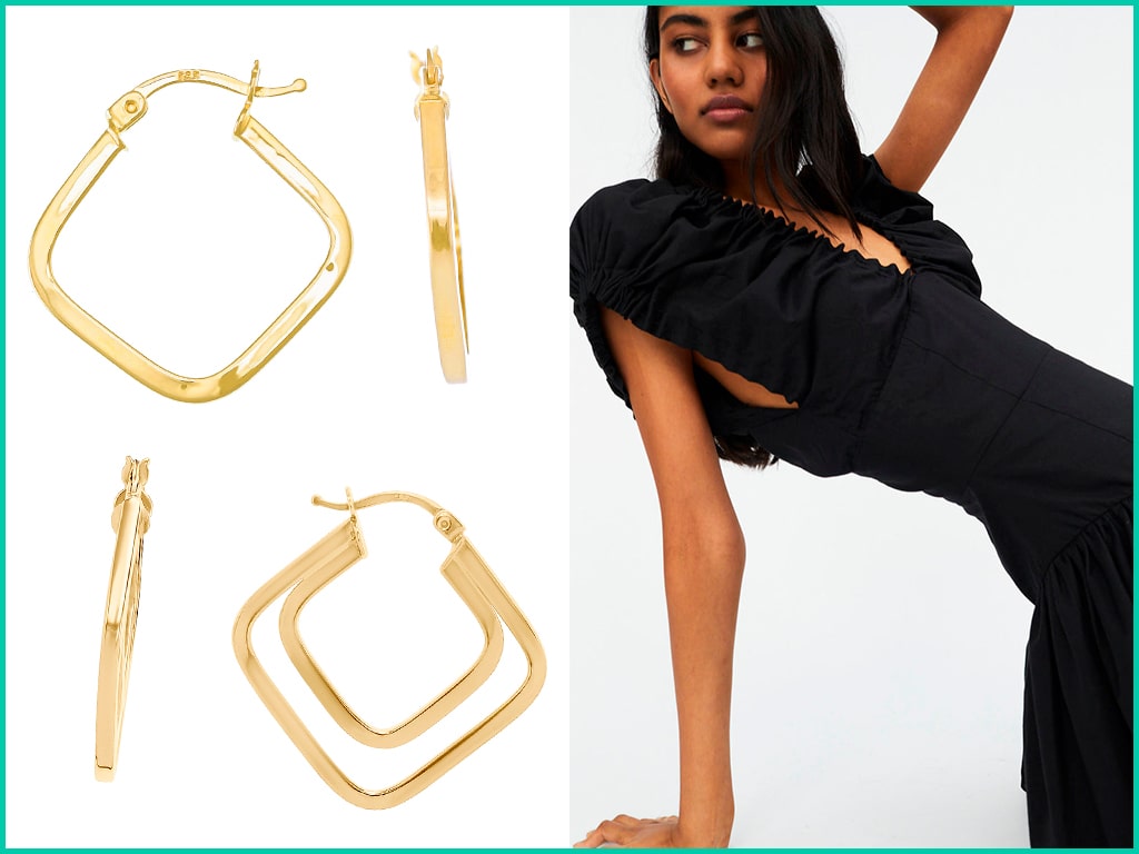 Gold Square Hoop Earrings