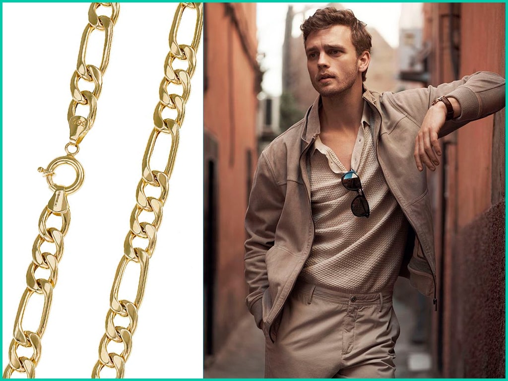 Mens 14ct Gold Figaro Chains