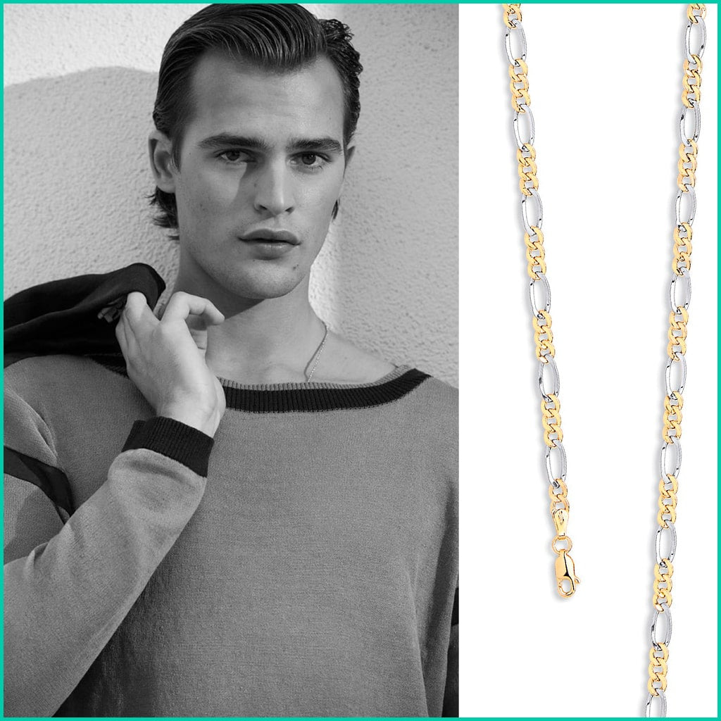 Mens Figaro Chains White Gold