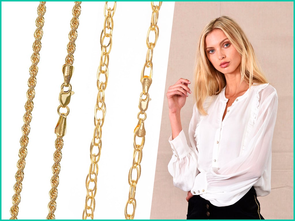 Womens 14ct Gold Rope Chains