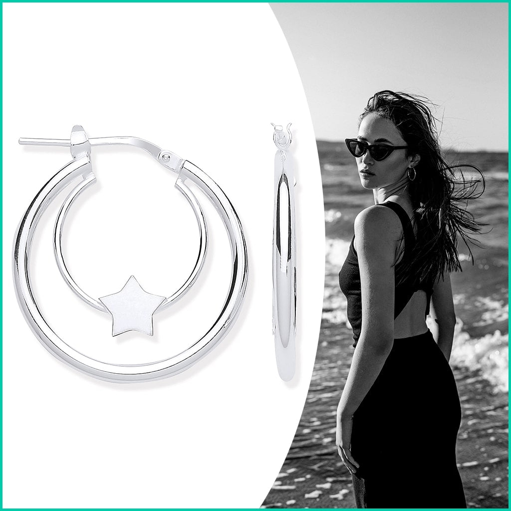 Silver hoop earrings for women