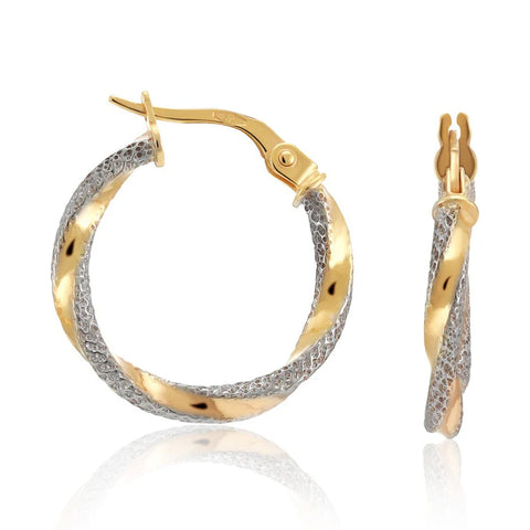 Twisted Design 9ct Gold Hoop Earrings FJewellery