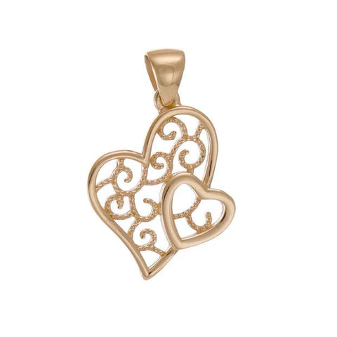 9ct Gold Double Heart Pendant: Heart Jewellery Valentine's