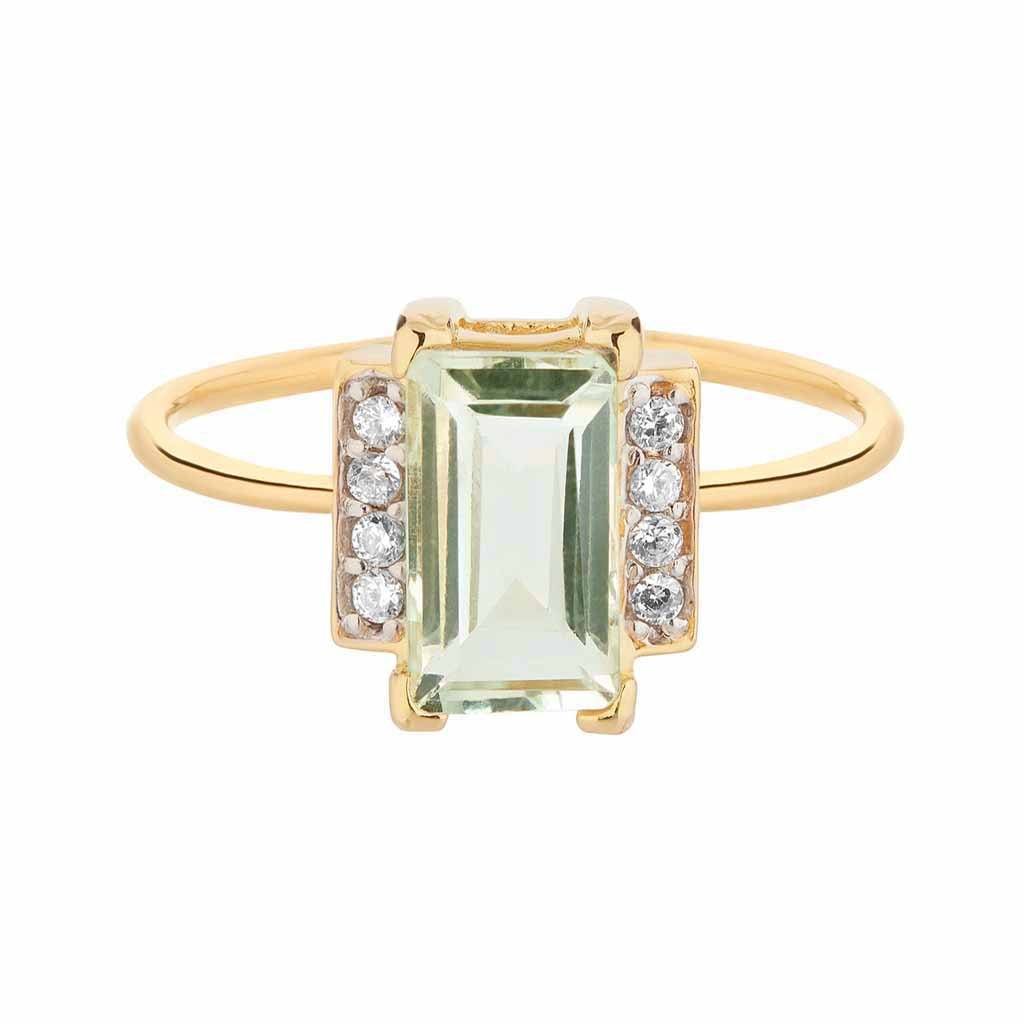 Georgia Green Amethyst White Topaz Ring In Gold Vermeil Carrie Elizabeth