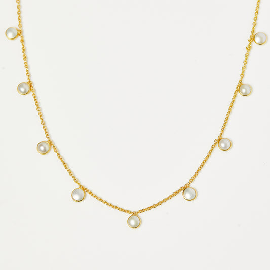 14k Gold Plated Chunky Chain With Pearl Necklace – Carrie Elizabeth