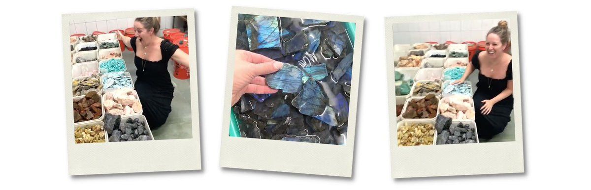 Carrie Elizabeth Polaroid images | Shows Carrie at the factory sourcing gemstones