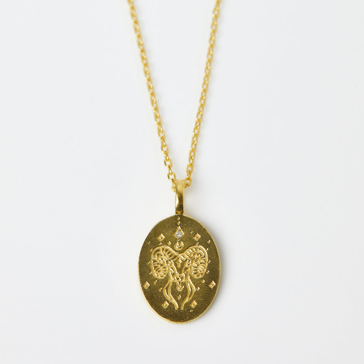 Carrie Elizabeth Aries Horoscope Necklace in Gold