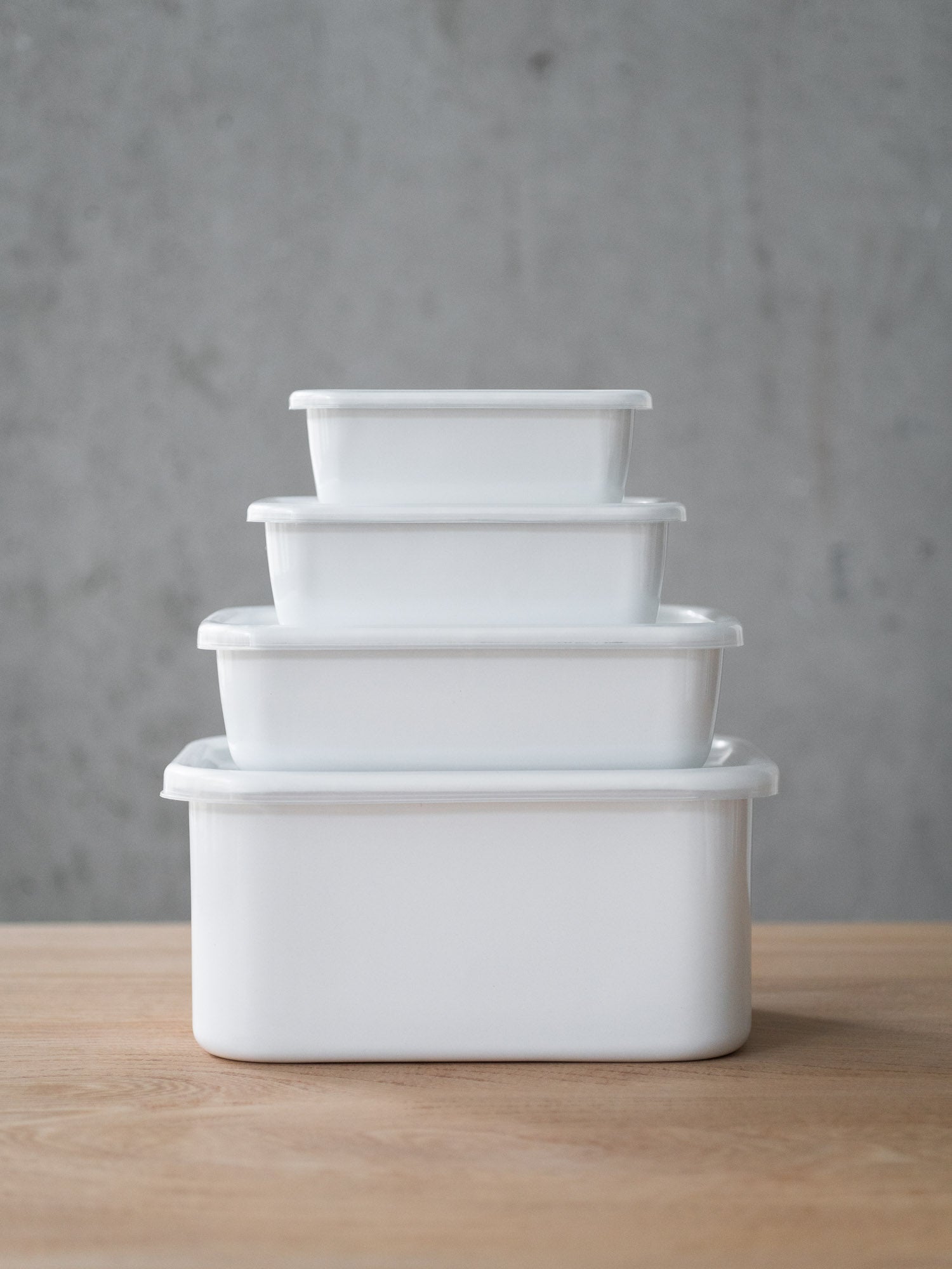 Noda Horo White Series Enamel Square Food Containers with Lid -  Globalkitchen Japan