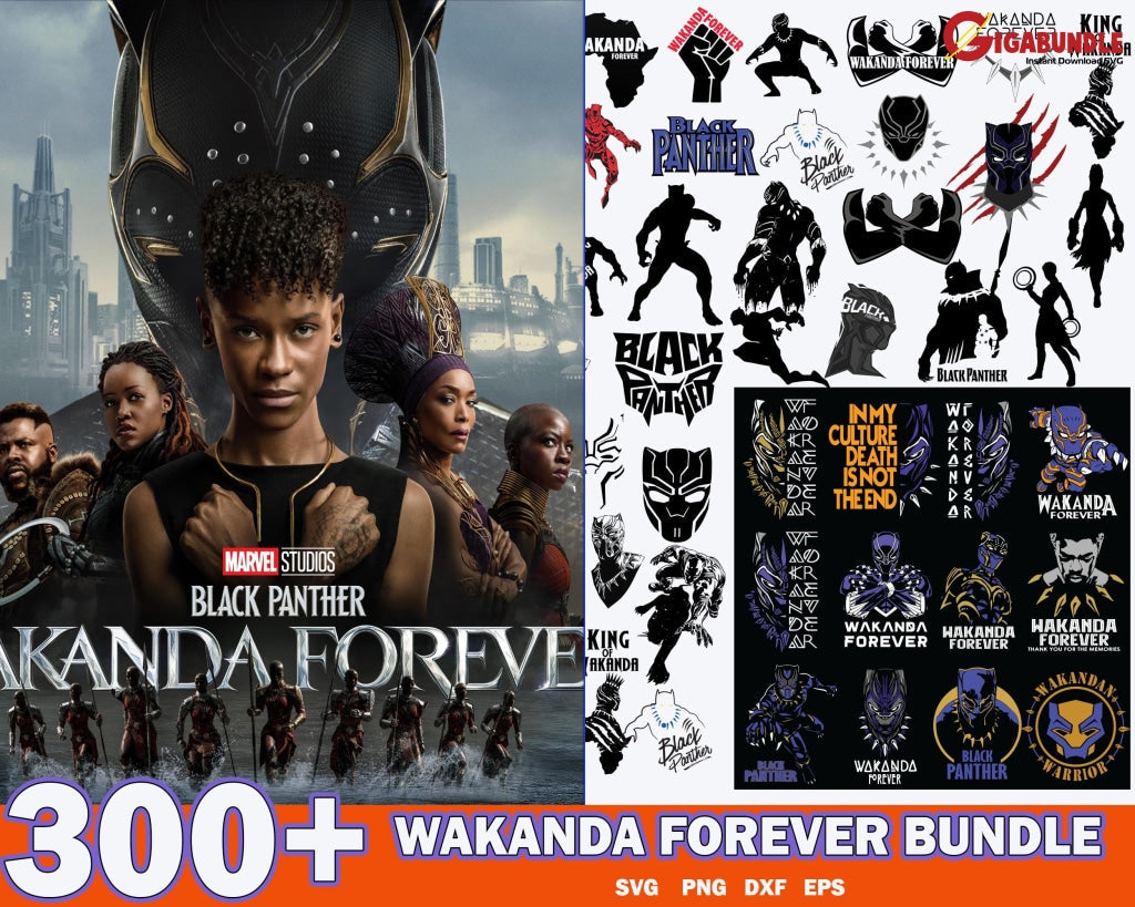 300+ WAKANDA FOREVER Bundle svg, Black Panther Svg, Wakanda svg, png, jpeg cutting file png eps dxf