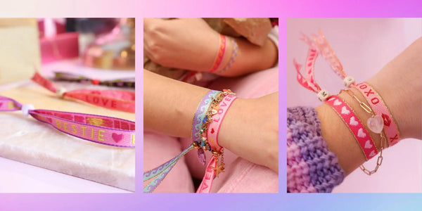 Trendy lint armbandjes: maak je eigen unieke sieraden! Prachtige, handgemaakte lint armbandjes in diverse kleuren en designs. Perfect om zelf te dragen of cadeau te geven. Ontdek hoe je eenvoudig lint armbandjes maakt met tekst, bedels en meer.