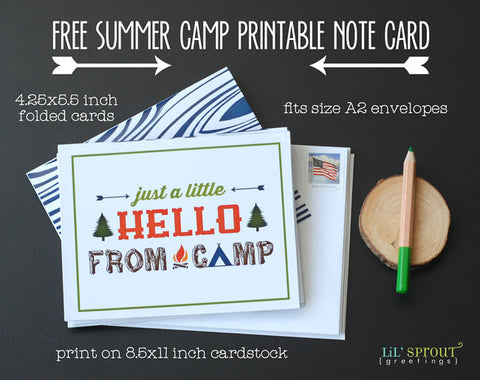 free summer camp note card printable lilsproutgreetings.com