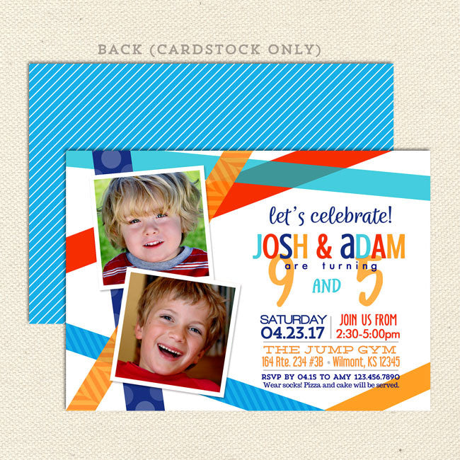 Bright Birthday Bash Joint Party Invitations | Lil' Sprout Greetings