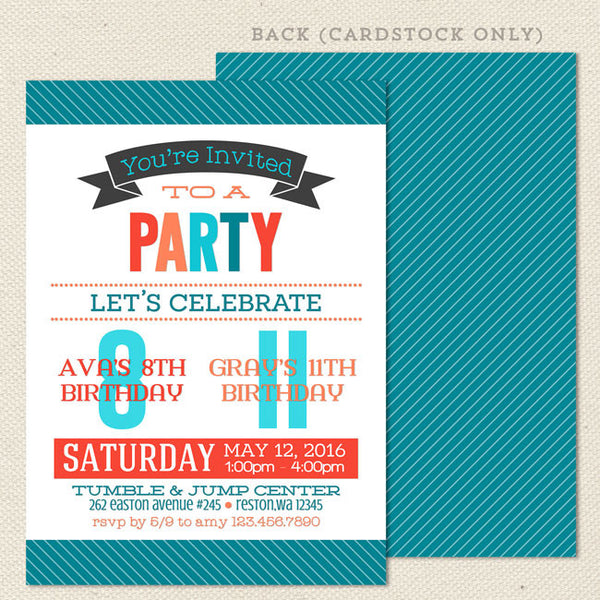 You're Invited Joint Birthday Party Invitations – Lil' Sprout Greetings