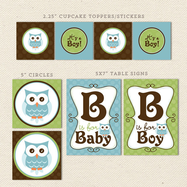 Owl Boy Printable Baby Shower Decorations Lil Sprout Greetings