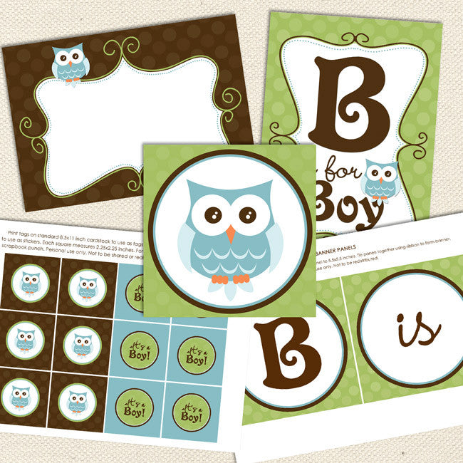 Owl Boy Printable Baby Shower Decorations Lil Sprout Greetings