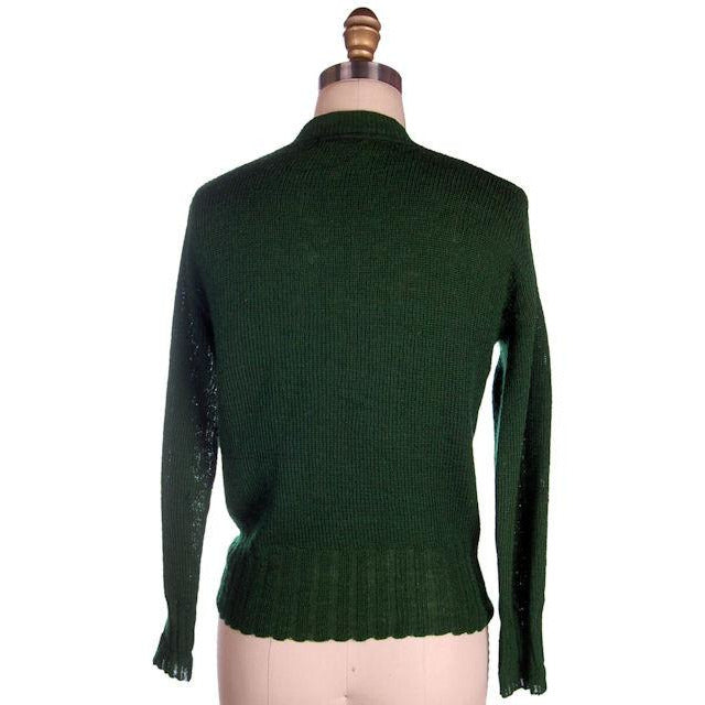 Vintage Cardigan Sweater Wool Knit Green 1940s 4