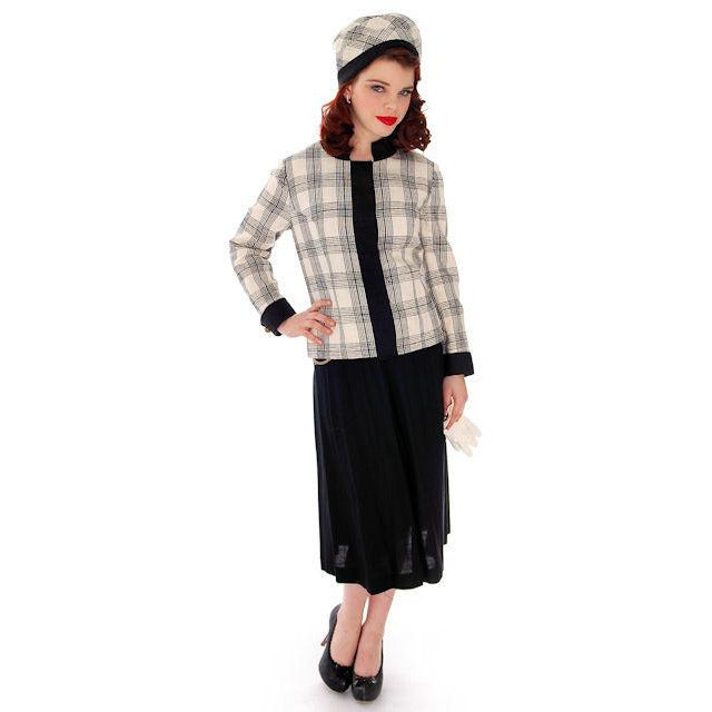 Vintage Linen/Silk Suit Boxy Jacket A Line Skirt 1960s Matching Hat 38 ...