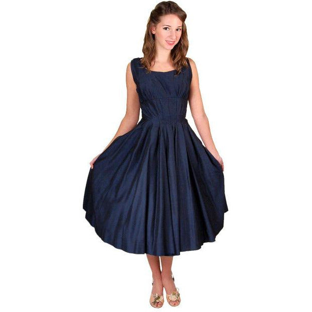 Vintage Navy Day Dress Flattering Lines 1950s Full Skirt 34-24-Free ...