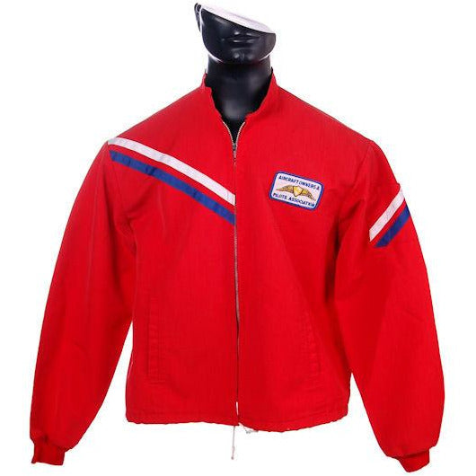 VIntage Mens Jacket Red Cotton Aircraft/Pilots Association Patch 1960s Large