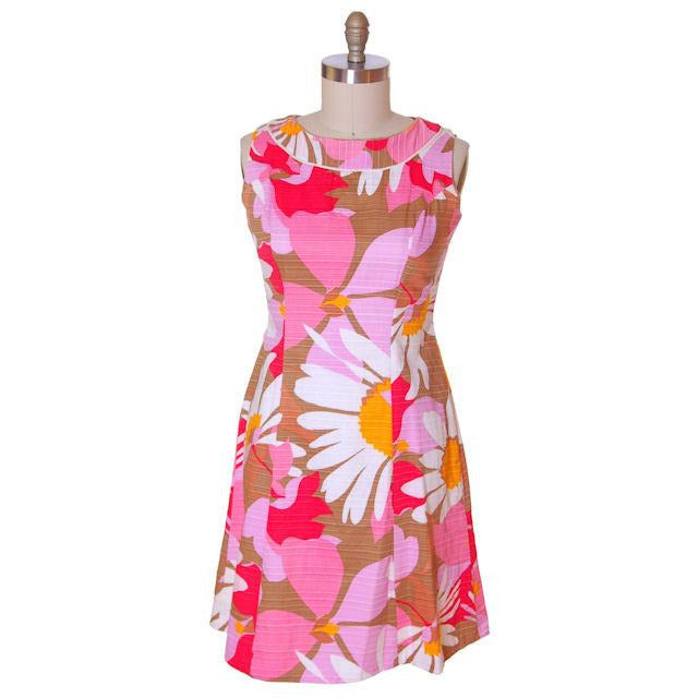 Vintage Cotton Hawaiian Print Sleeveless Dress 1960s 38-33-42 Ceeb of ...