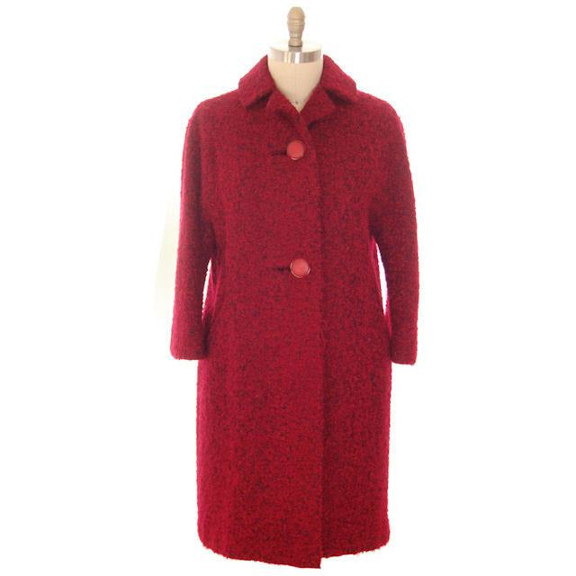 Vintage Red/ Black Mohair Boucle Sack Coat 1950s Medium – The Best ...