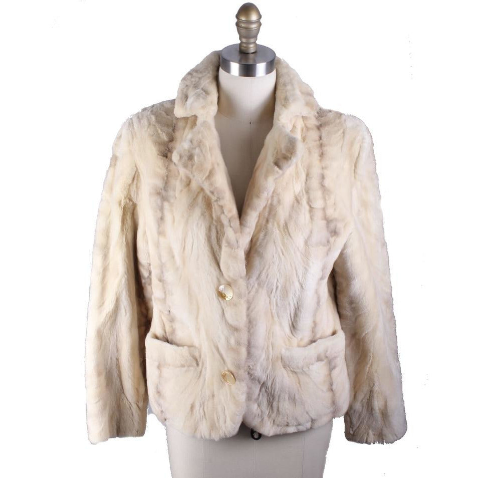 Vintage Chub Jacket Buttercream Colored Fur Short Sz S/M Creatio