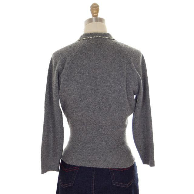 Vintage Cashmere Sweater Ladies Heather Gray B. Altman Shawl 1950s Sma ...