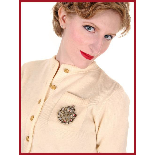Vintage Sweater Wool Cardigan w/ Embellishment 1950s Small – The Best