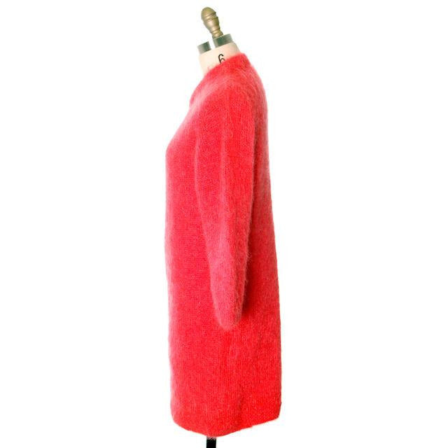 Vintage Ladies Mohair Sweater Coat Perfect Coral Easy To Wear Handknit