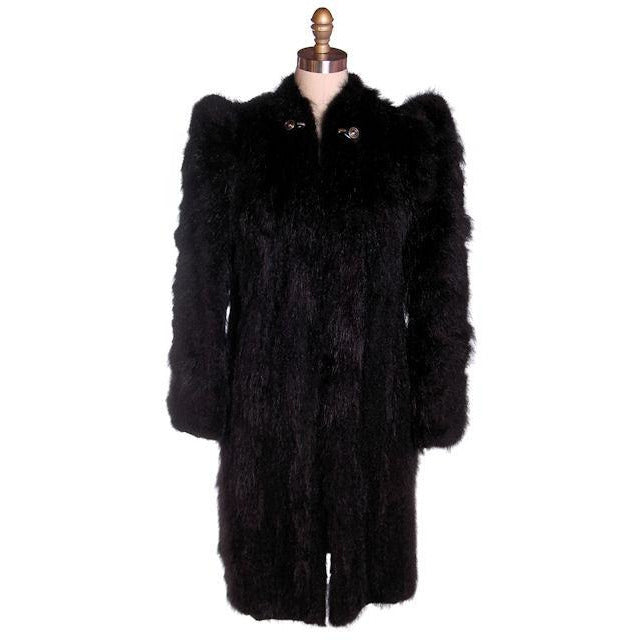 Vintage Ladies Coat Black Skunk Fur 1930s Big Shoulders Small – The ...