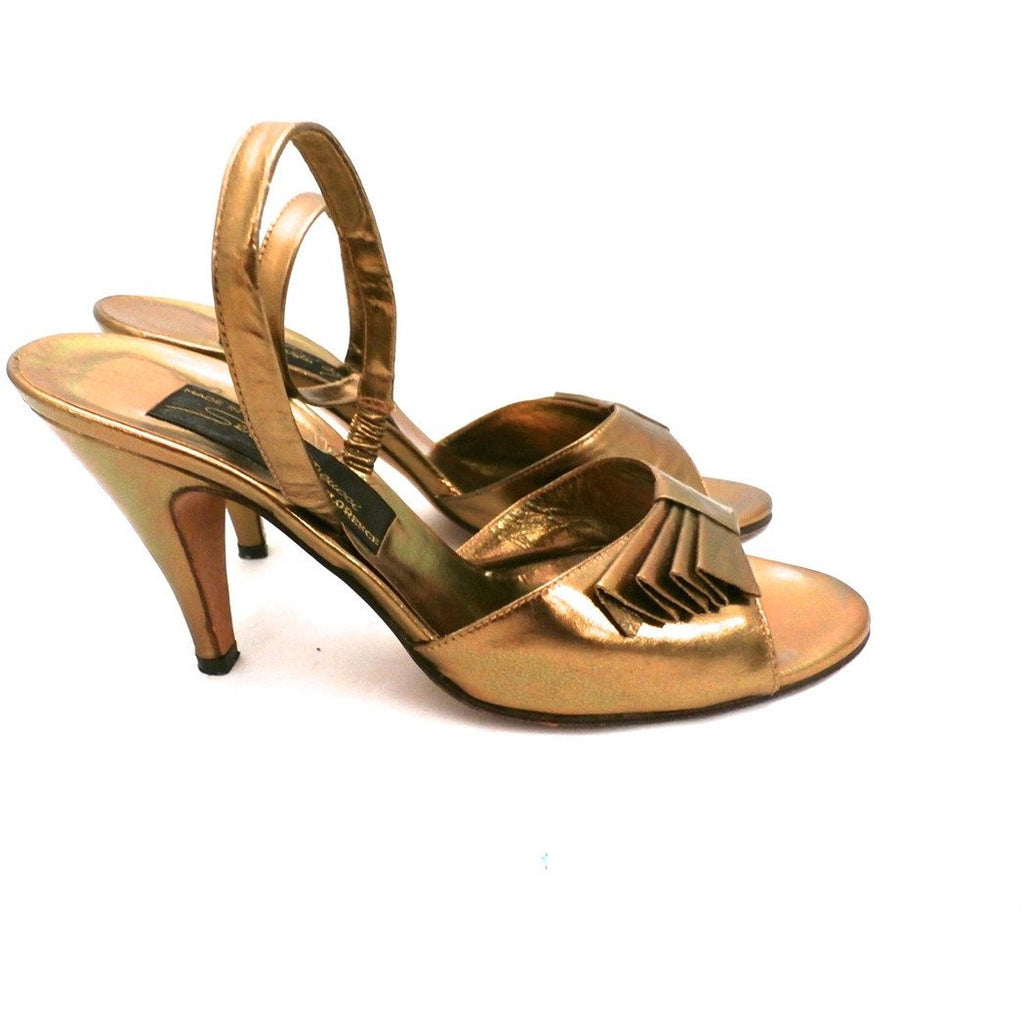 Vintage Womens Shoes Bronze Metallic Slingback Heel Sesto Meucci 6.5 ...