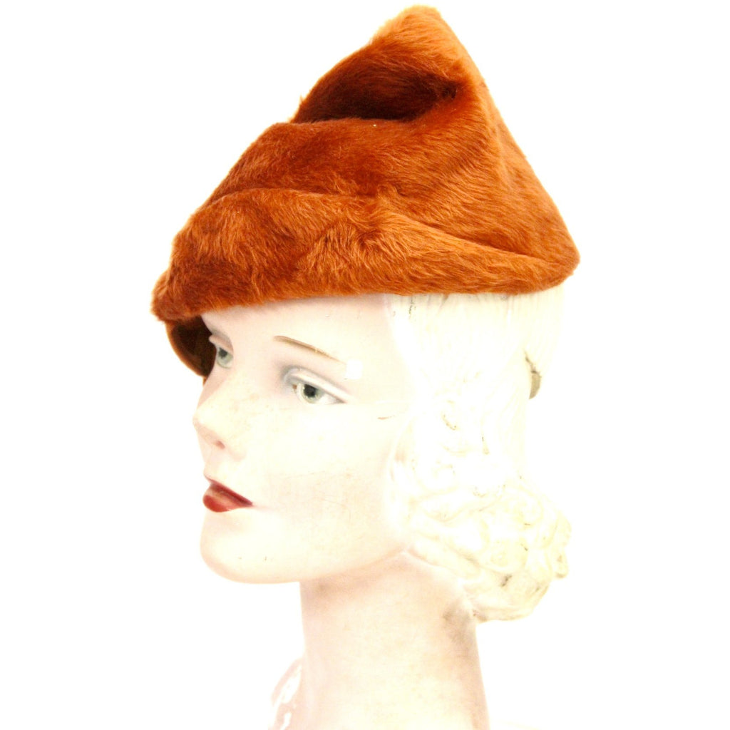 Vintage Norman Durand Original Burnt Orange Felt Fur Hat 1940s Church