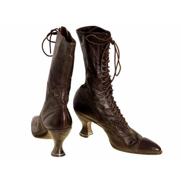 Victorian Ladies Julia Marlowe Boots w/Louis Spool Heels Brown 1900 Si – The Best Vintage Clothing