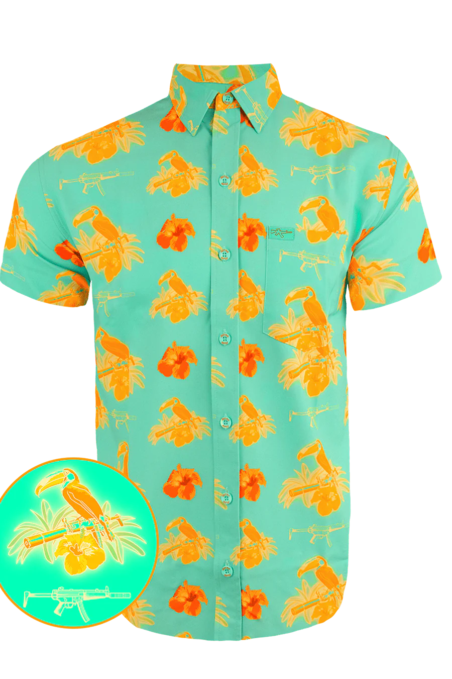 UniJames Comfort Cans and Toucans Mint Button Down For Men