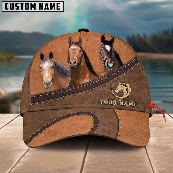 Uni Happiness Horse Personalized Name Brown 3D Classic Cap