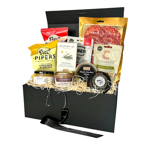 The Party Nibbles Hamper (small) with contents on show