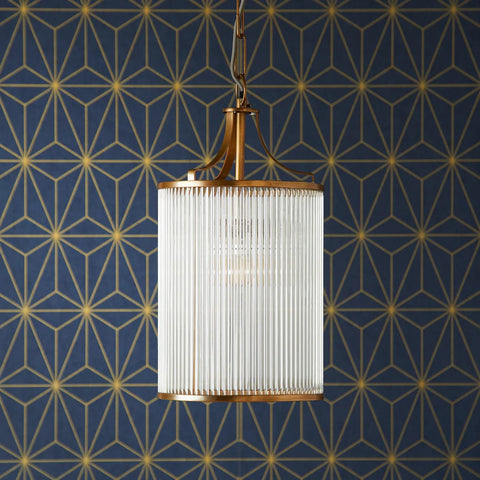 valli glass pendant light in antiqued brass with glass rods