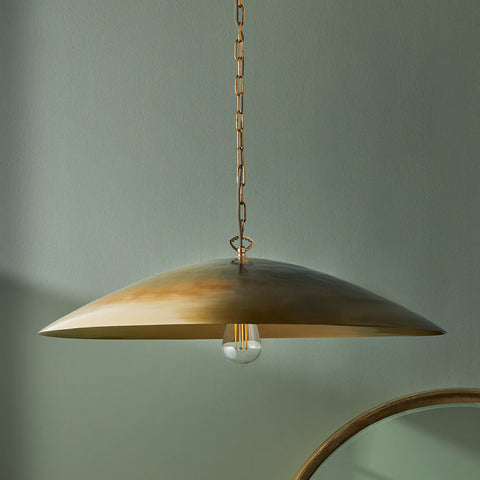 supermoon pendant light in antiqued brass