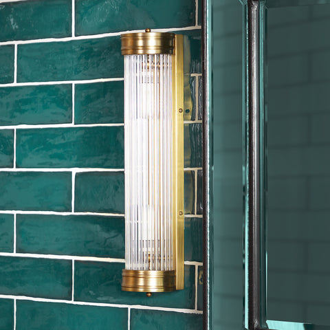 Wall sconce in a bathroom